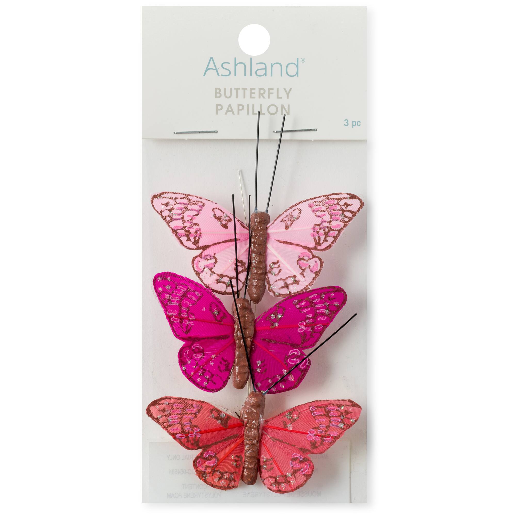 Mini Pink Feather Butterflies, 3ct. by Ashland®